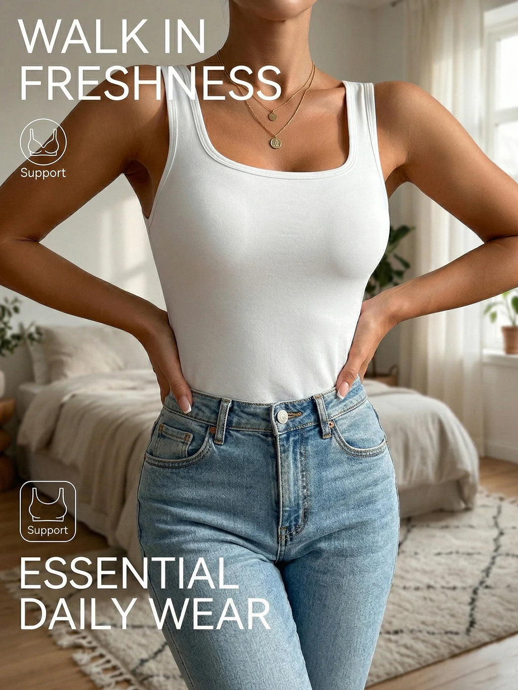 Daily Women Sleeveless Tank Top Solid Padded Bra Camisole Korean Basic Underwear Casual Sports Women's Top S-XL