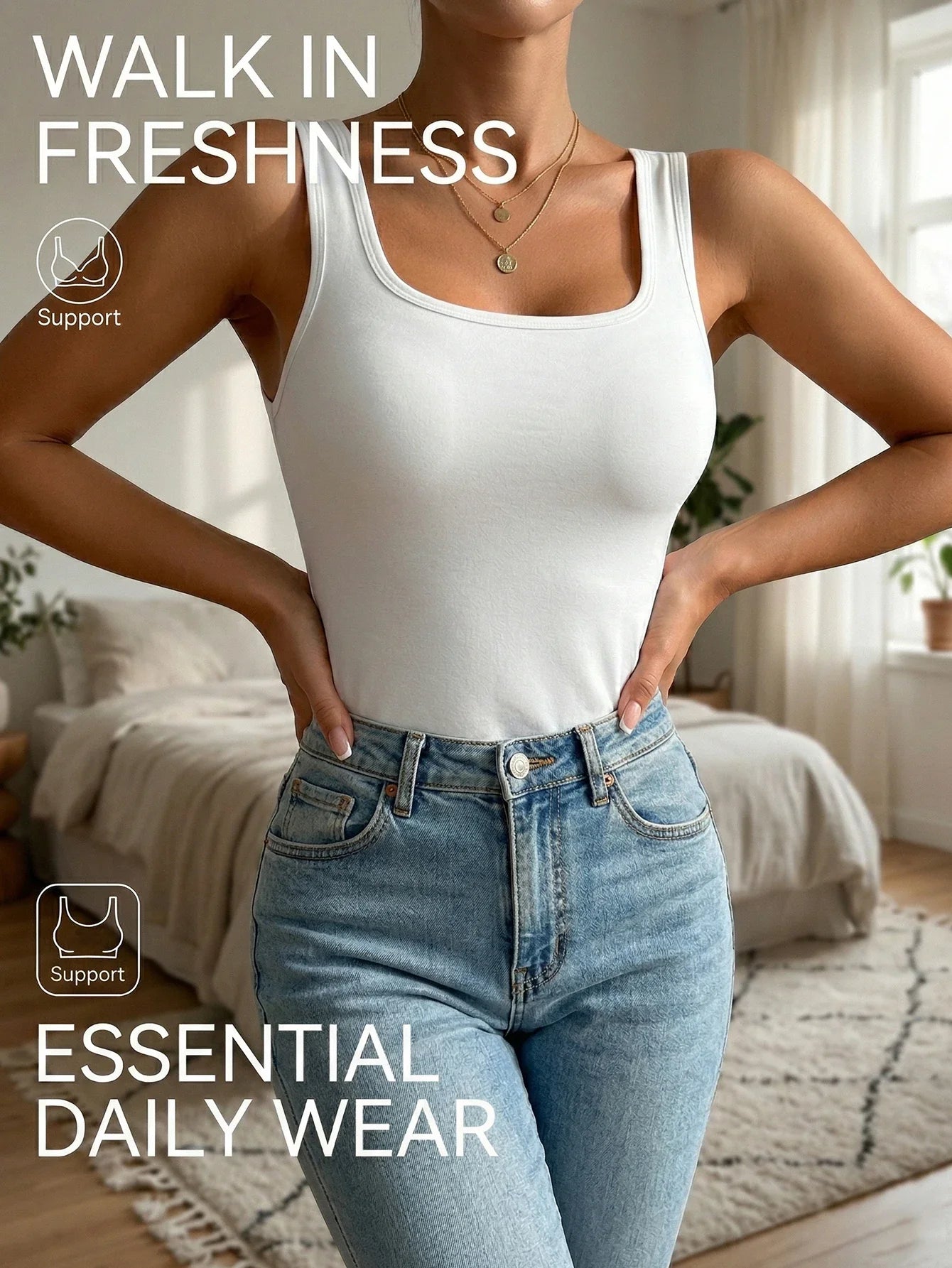 Daily Women Sleeveless Tank Top Solid Padded Bra Camisole Korean Basic Underwear Casual Sports Women's Top S-XL