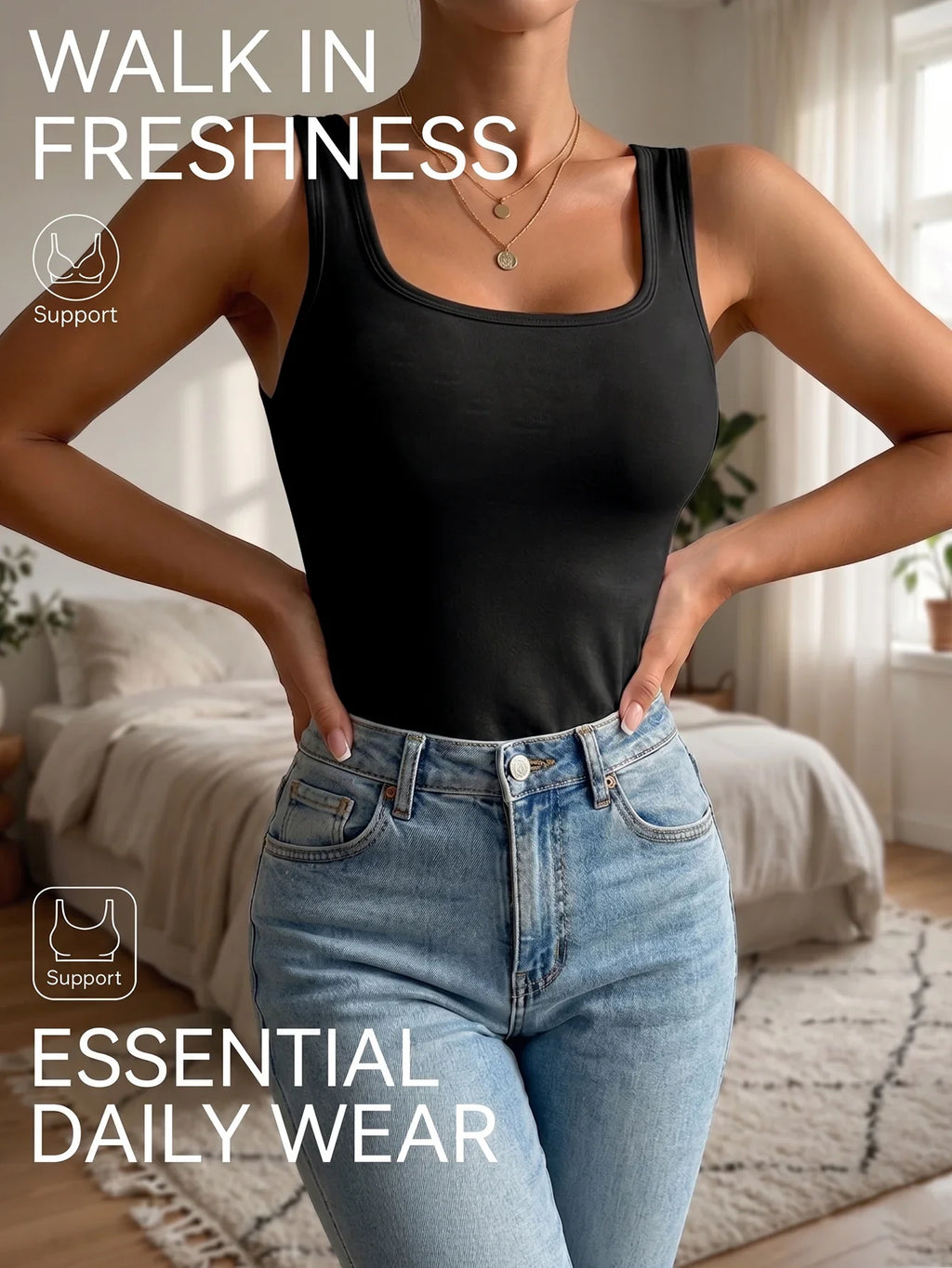 Daily Women Sleeveless Tank Top Solid Padded Bra Camisole Korean Basic Underwear Casual Sports Women's Top S-XL
