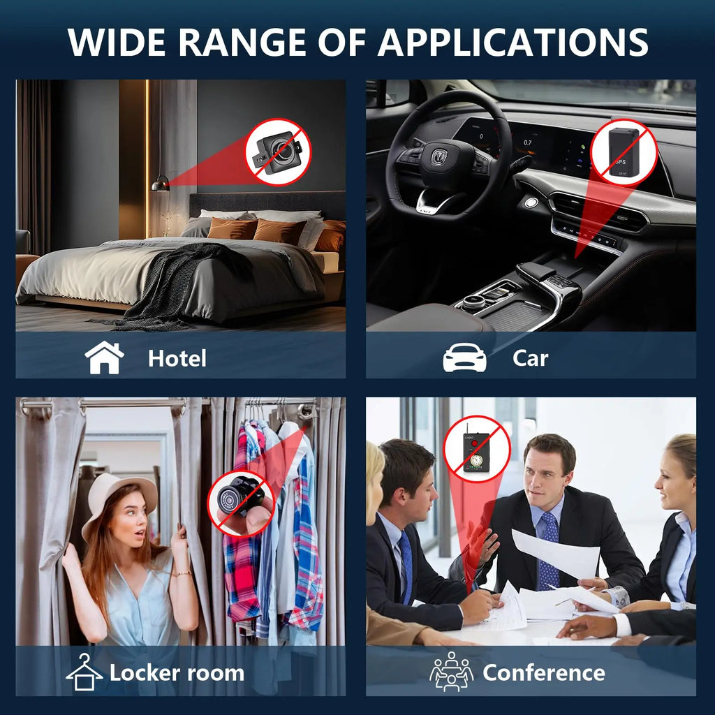 6-in-1 Anti-Spy Hidden Camera Detector GPS Tracker Finder RF Signal Eavesdropping Device Scanner for Hotel Travel Privacy