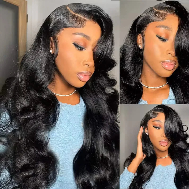 180-220% Density 16-40 Inch Natural Black 13x6 13x4 HD Transparent Lace Front Wigs Human Hair Body Wave Water Wave Brazilian Transparent Lace Frontal Wig For Women Human Hair Black Wigs Pre-Plucked Prebleached  Promotional Sale Suitable Parties Gatherings