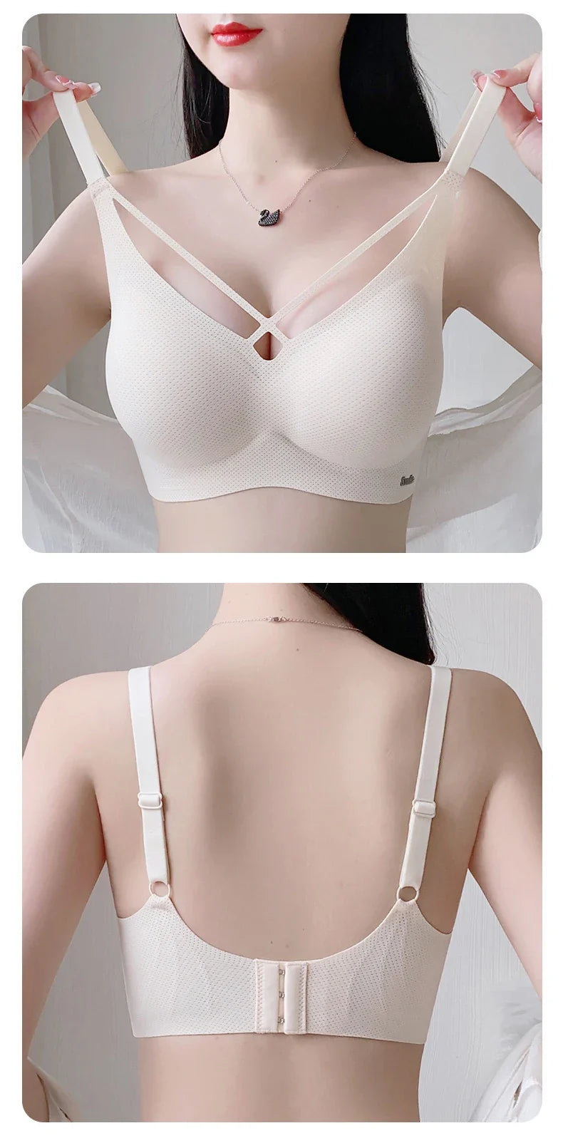 Traceless Half-Fixed Cup Women Underwear Thin Jelly Soft Support Anti Drop Adjustable No Steel Ring Super Soft Solid Color Bras