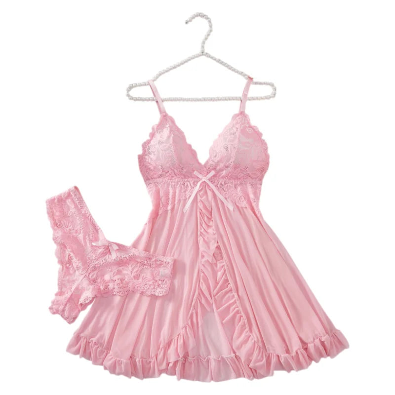 Sexy Lingerie Triangle Panty Set Women's Night Dress Erotic Underwear Lace Transparent Underpants Sexy Thong Plus Size Briefs