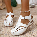 Summer Women Sandals Retro Hollow Out Leather Shoes Comfortable Soft Sole Ladies Beach Sandals Female Breathable Wedge Sandalia