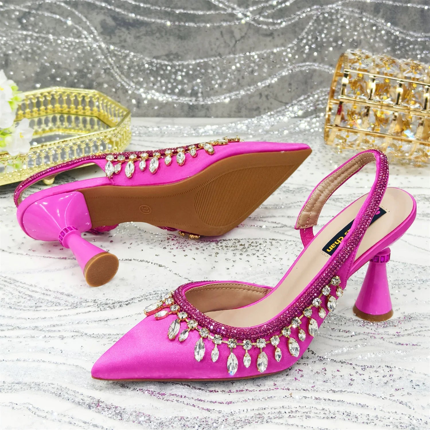 Latest Women Heels Shoes and Bags Set - QWE67