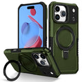 Luxury Armor For Magsafe Magnetic Stand Holder Phone Case For iPhone 17 Pro Max 17 Air Ring Bracket Shockproof Bumper Cover