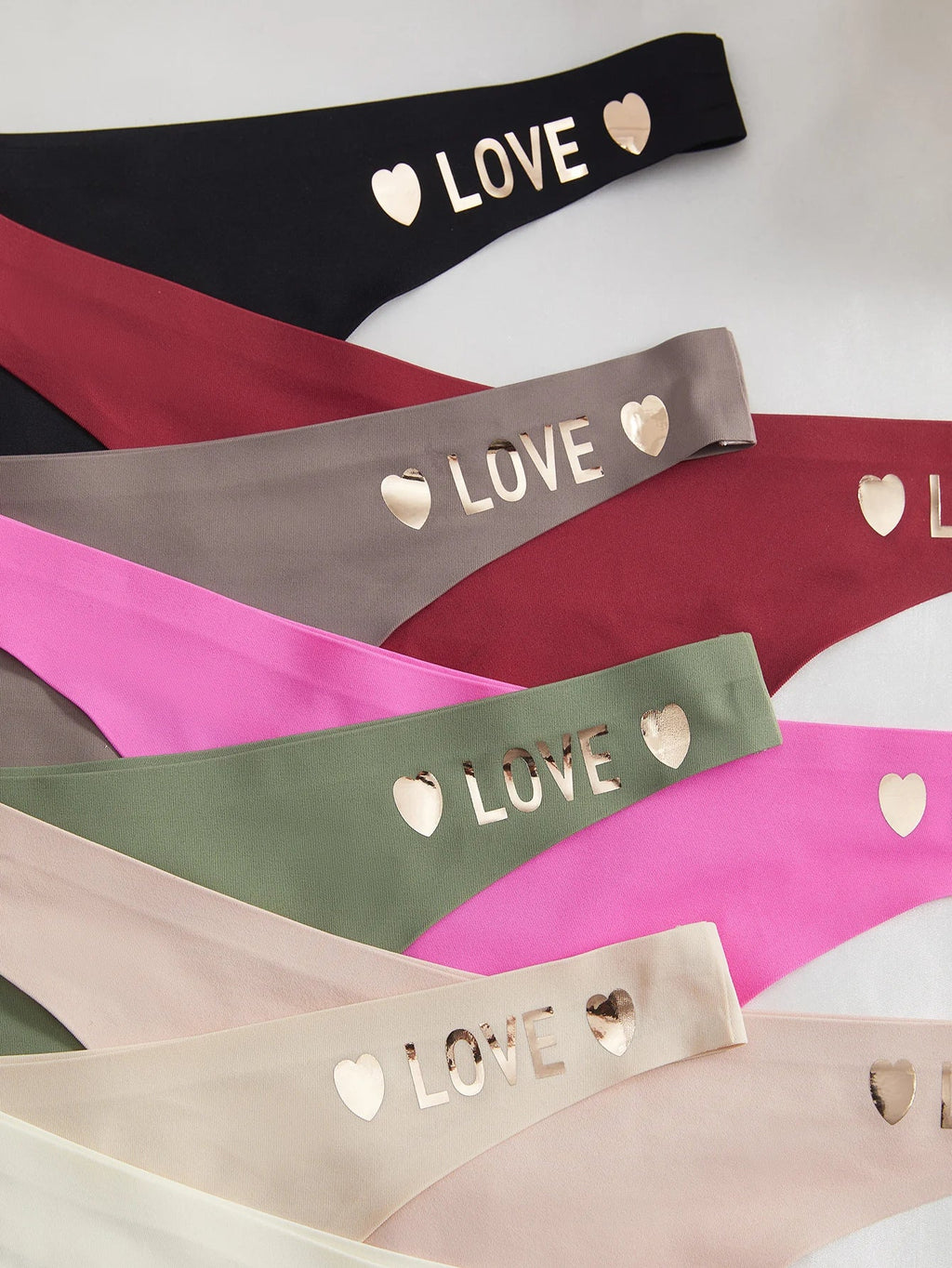 8PCS Seamless Thong for Women Solid Underwear Love Print Lettering Soft Panties Thin Lingerie