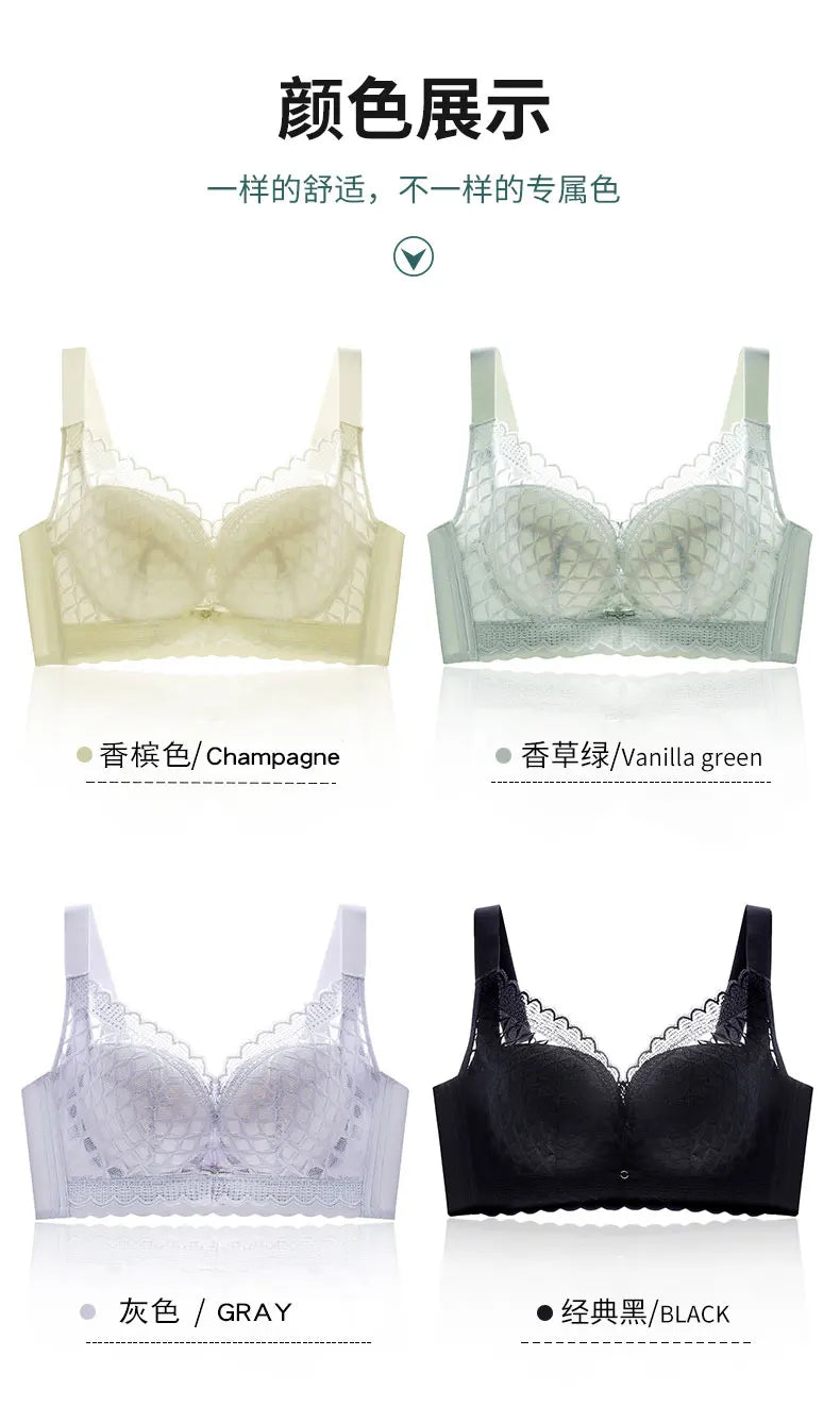 Women's Full Coverage Wire Free Bra Non-Foam Lace Bra Thin Sexy Lace Bra Plus Size 36-46CDE Push Up for Women Thin Latex Bra 46E