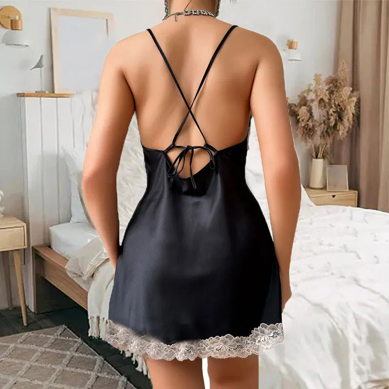 Night Wear For Ladies Nightgown Summer Mini Sleep Shirts Lingerie Silk Sling Dress Sexy Women Pajamas V-neck Bra Slip Sleepwear