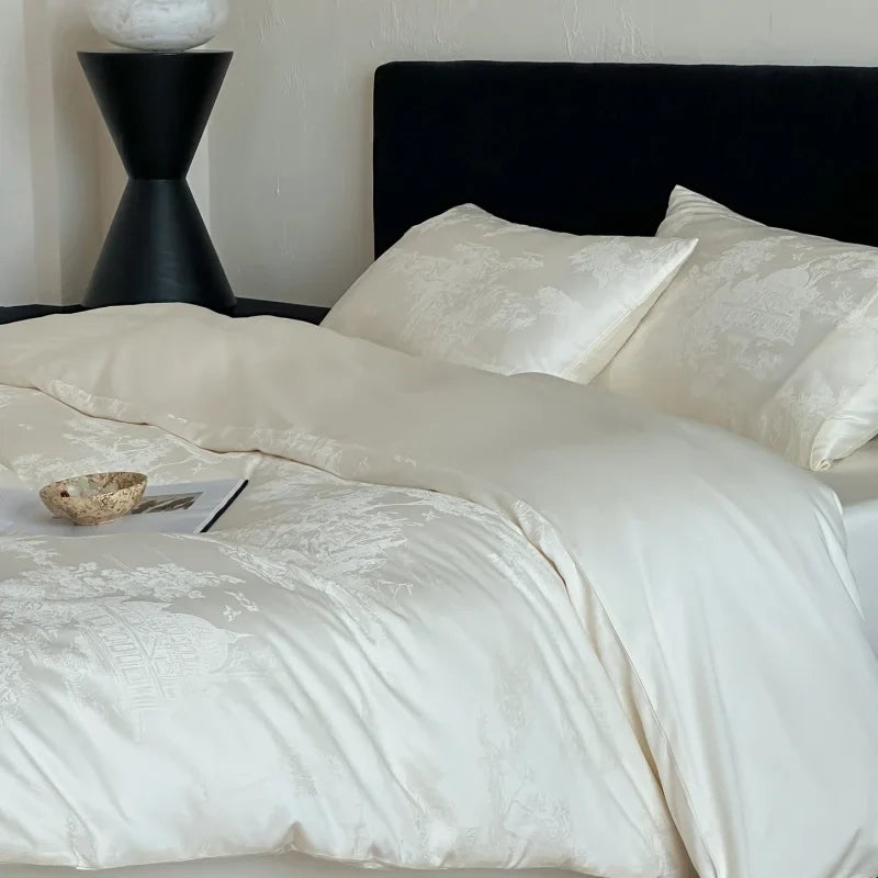 Long Staple Cotton Jacquard Bedding Set Single Double Queen King Size Duvet Cover Bedsheet Pillowcase Luxury Quilt Cover Set