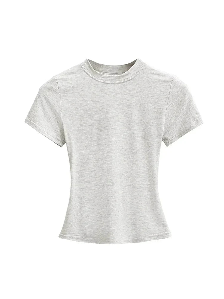 2025 New High Quality Casual T shirt Sexy Slim Short Sleeves Fashion Trend Solid Women Clothing y2k Tops
