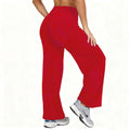 Women Plus Size Yoga Wide-leg Pants High Waist Stretchy Solid Color Leggings Running Pilates Sports Fashion Straight-Leg Pants