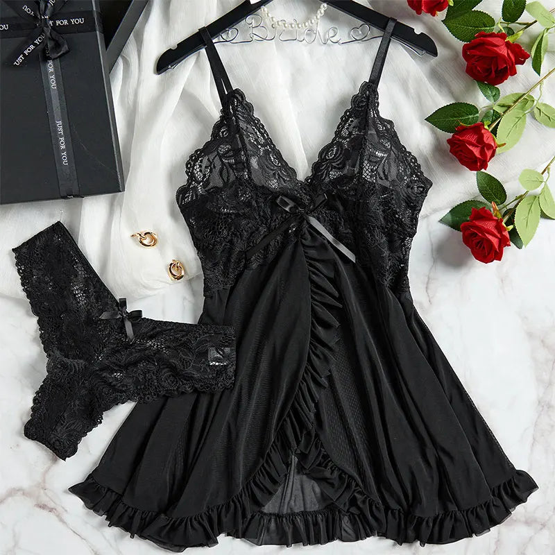 Sexy Lingerie Triangle Panty Set Women's Night Dress Erotic Underwear Lace Transparent Underpants Sexy Thong Plus Size Briefs