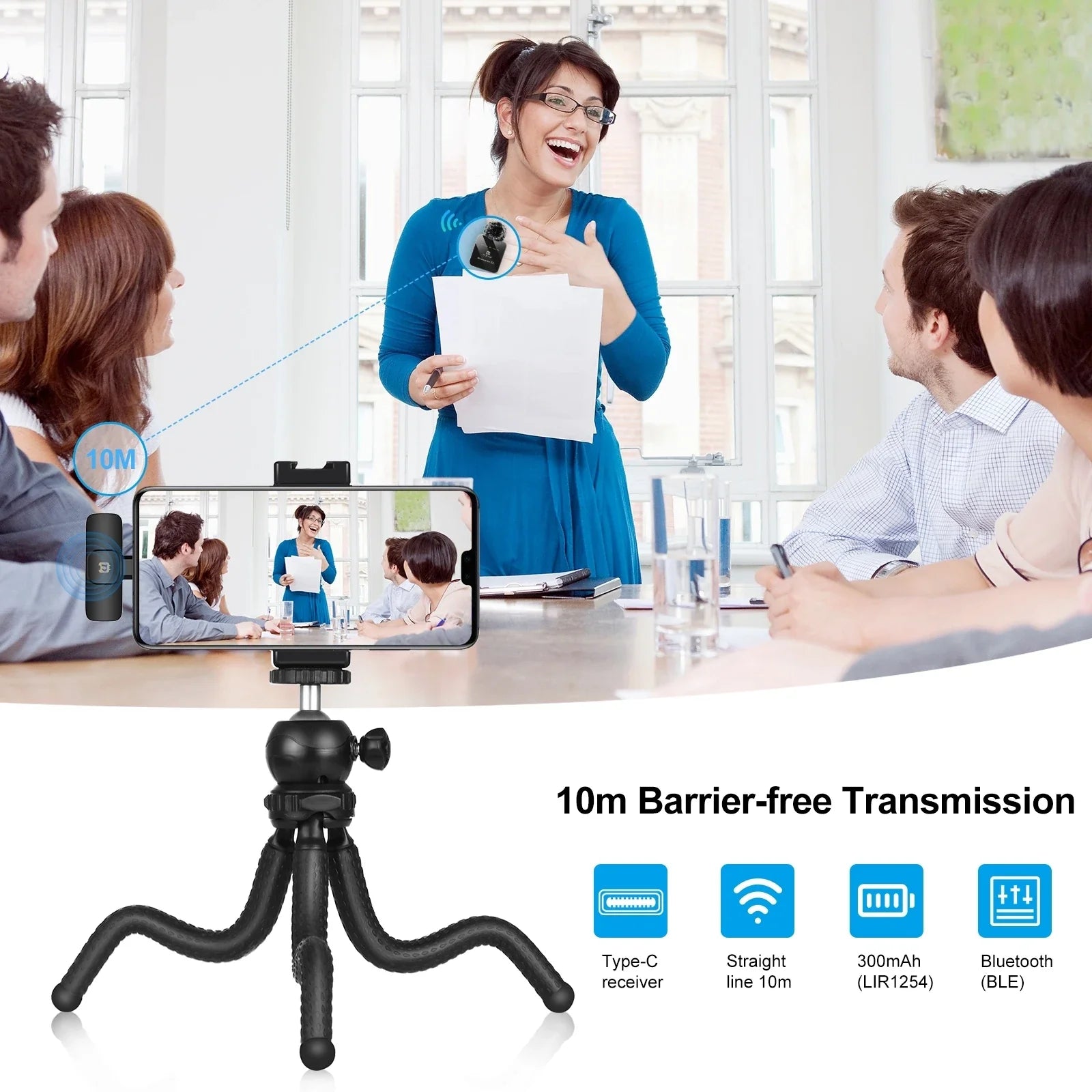 PULUZ 2.4G Wireless Lavalier Microphone for Live Broadcast and Gaming - Compatible with iPhone, Type-C, Android, and Camera Audio for YouTube