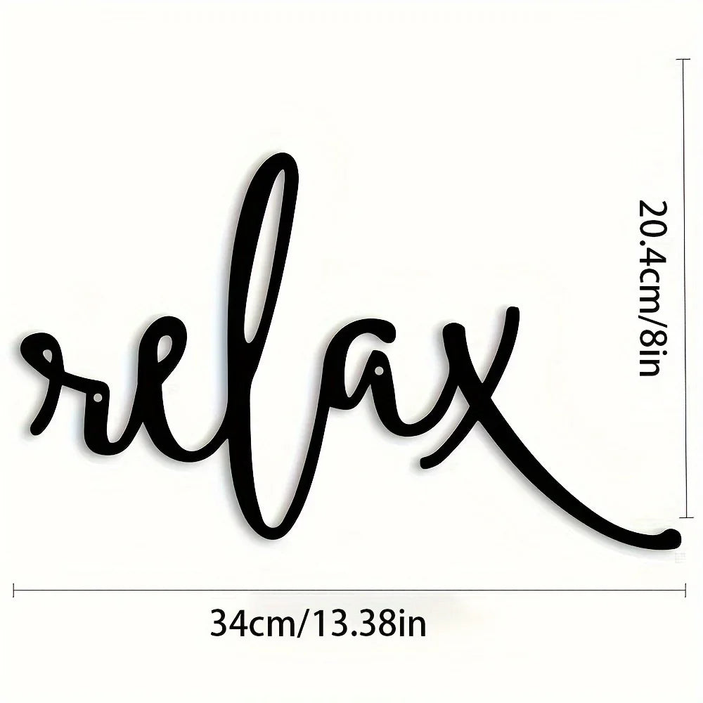Relaxing Black Metal Iron Sculpture - Modern Wall Art for Bathroom Decor, Easy Hang