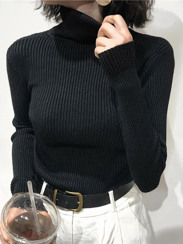Turtleneck Sweater Womens 2026 Autumn Winter Tops Korean Slim Women Pullover Jumper Knitted Sweater Pull Femme Hiver Truien