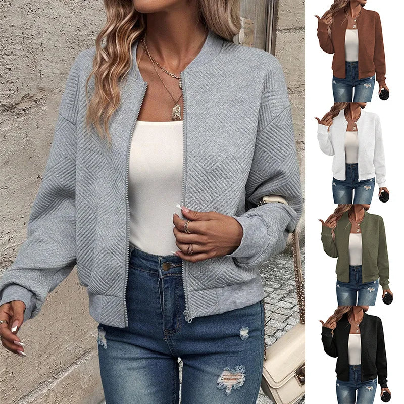 Solid Color Zipper Jacket  Baseball Jersey Collar  Casual  Fashionable  Luxury  Durable  Simple  Fall Winter  New  2024