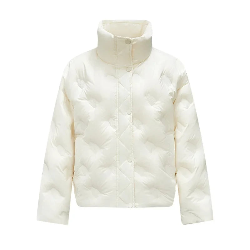 Semir Down Jacket Women Thin Houndstooth Loose 2024 New Winter Waterproof Windproof Stand-Up Collar Wear Down Jacket