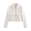 SLTNX Women's Zipper Jacket Coat New Winter Long Sleeve Pocket Outerwear Coat Short Street Elegant Women's Jacket
