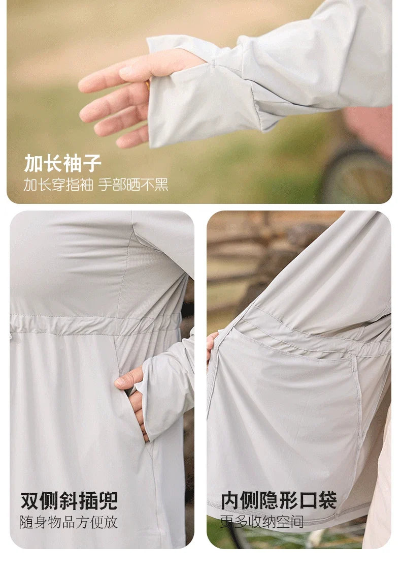 Ice Silk Long Sleeve Sunscreen Clothing 3XL 4XL UPF 50+ UV Protection Thin Breathable Sun-Proof Coat Ice Silk Sunscreen Jacket