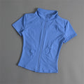Casual Slim Sports Coat For Women Short Sleeve Solid Zipper Tops Female Cycling Running Yoga Outfit Clothes Summer Sport Jacket