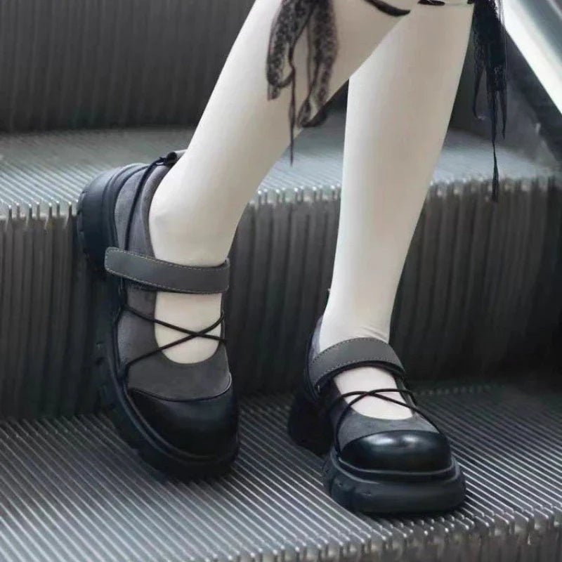 Women's Platform Mary Jane Loafers, Crisscross Strap Chunky Heel Casual Shoes, Sweet & Cool Style for Spring Daily Date & Party