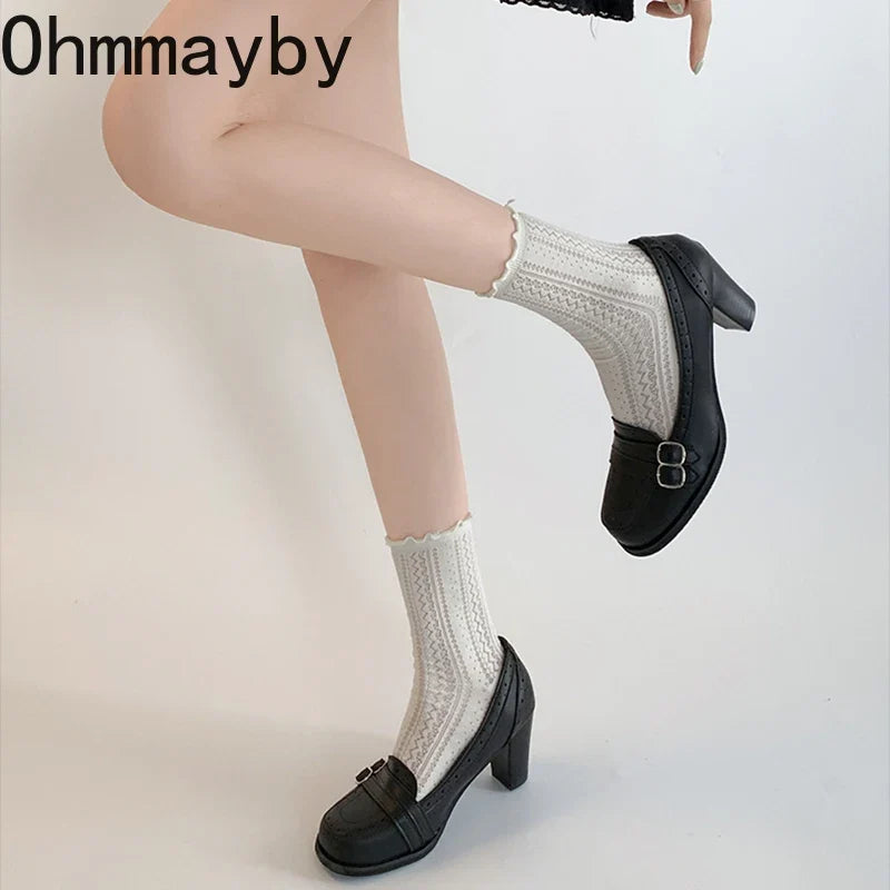 Vintage Thick Heel Women Mary Jane Shoes Ladies Concise Slip On Pumps Spring Autumn Women's Party Dress Shoes