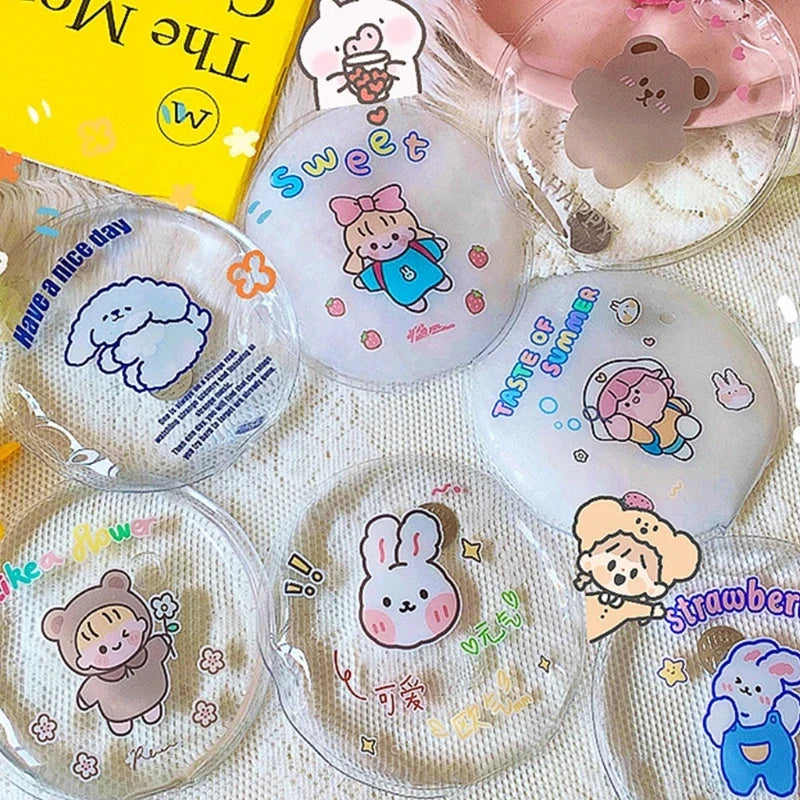 Winter Reusable Mini Round Hand Body Warmer Cute Cartoon Pattern Gel Liquid Heat Packs Portable Instant Self Heating Bag