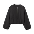MUJER Red Zipper Bomber Jackets for Women Soft Cropped Jackets Woman 2025 Long Sleeve Woman's Sports Jacket New in Outerwears