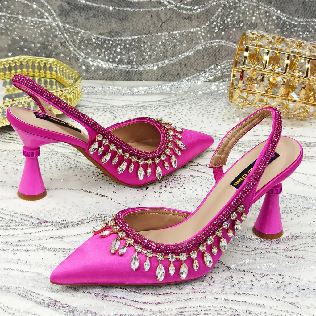 Latest Women Heels Shoes and Bags Set - QWE67