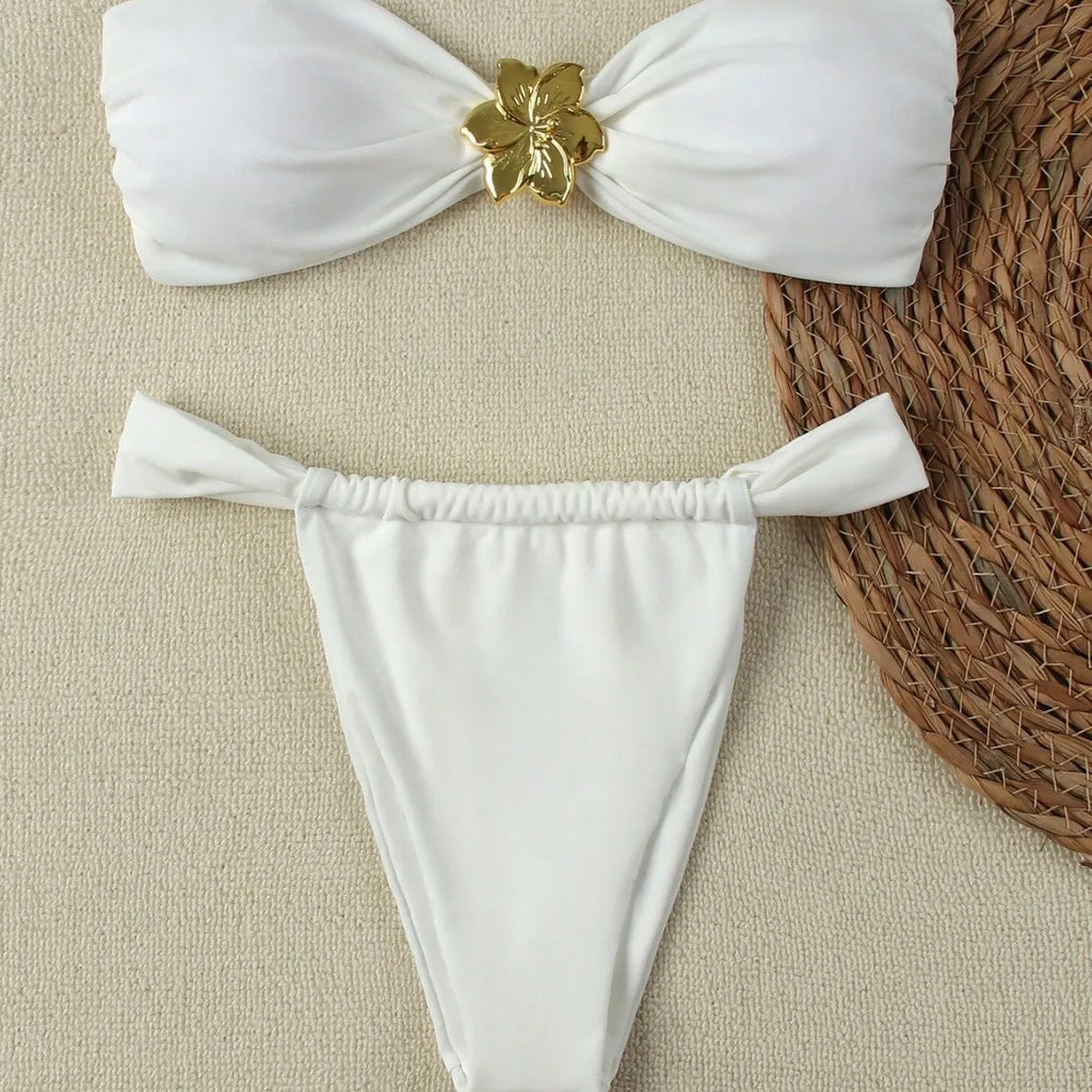 "2026 Sexy Bandeau Push-Up Bikini Set - Brazilian Thong Swimwear for Women"