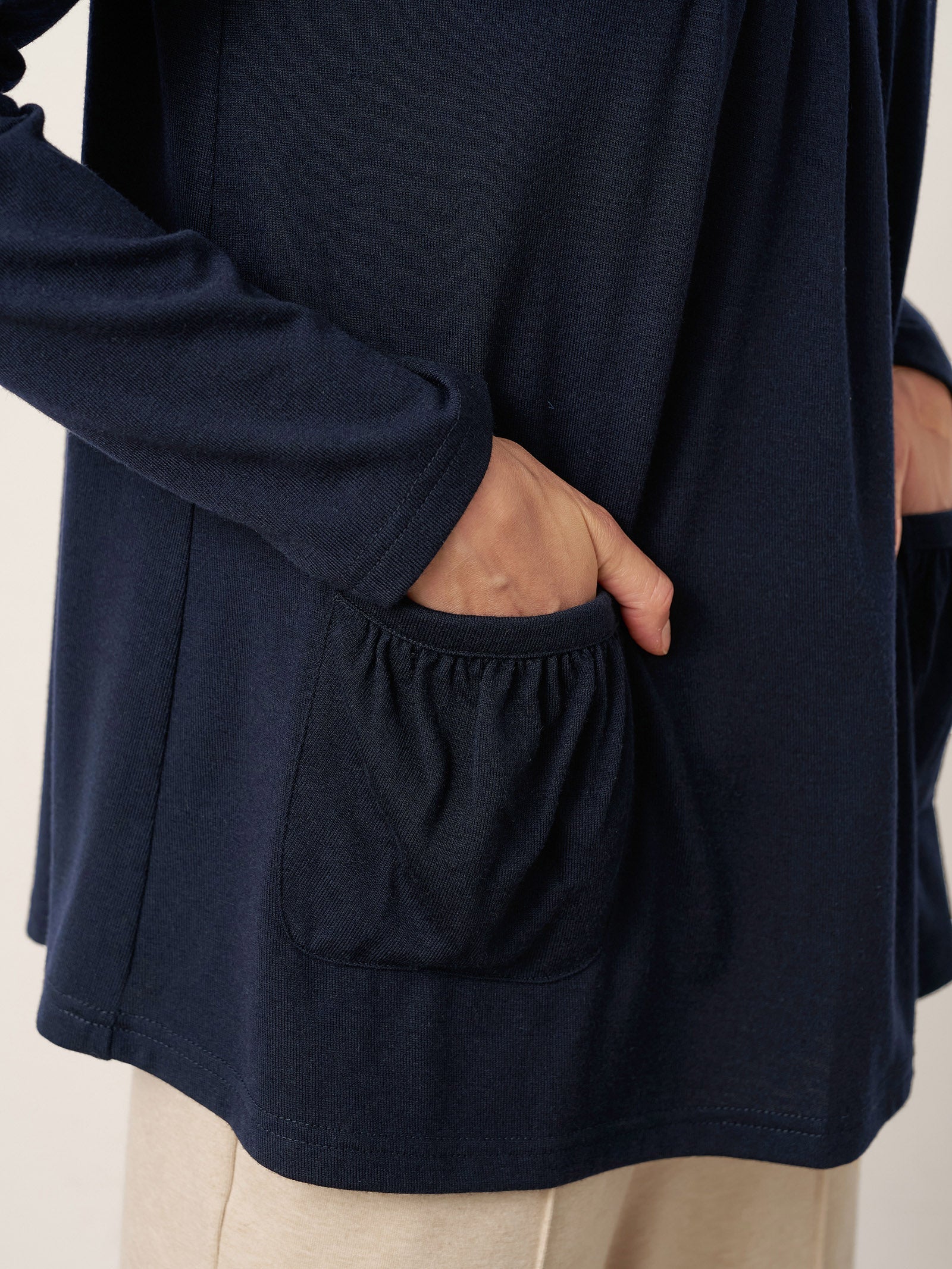 Wool Pleated Front Long Sleeve Top IVA