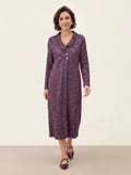 Wool Cotton Melange Collared Knit Midi Dress CORALIE