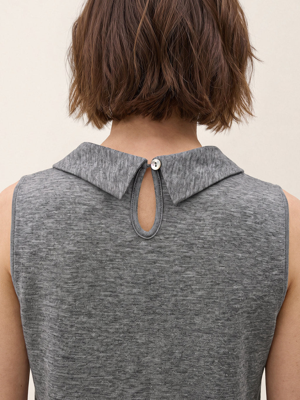 Wool Draped Collar Sleeveless Knit Top NADINE