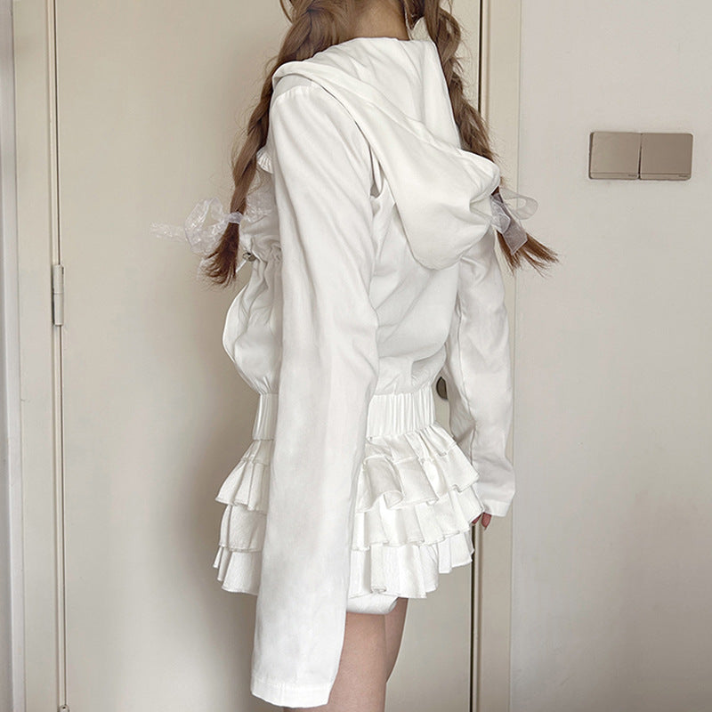 Girls' Design Wooden Ear Motorcycle Jacket