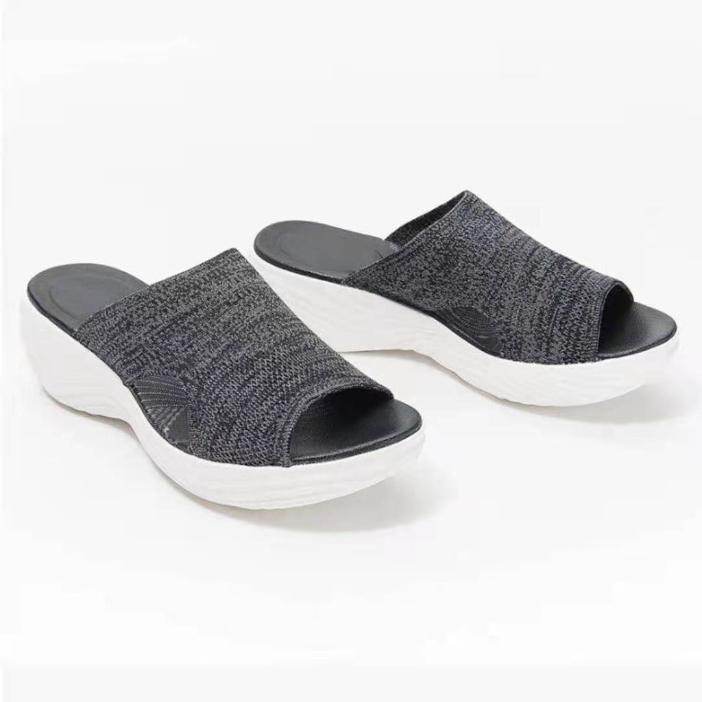 Women's Casual Fly Woven Upper Lightweight Platform Sandals And Slippers