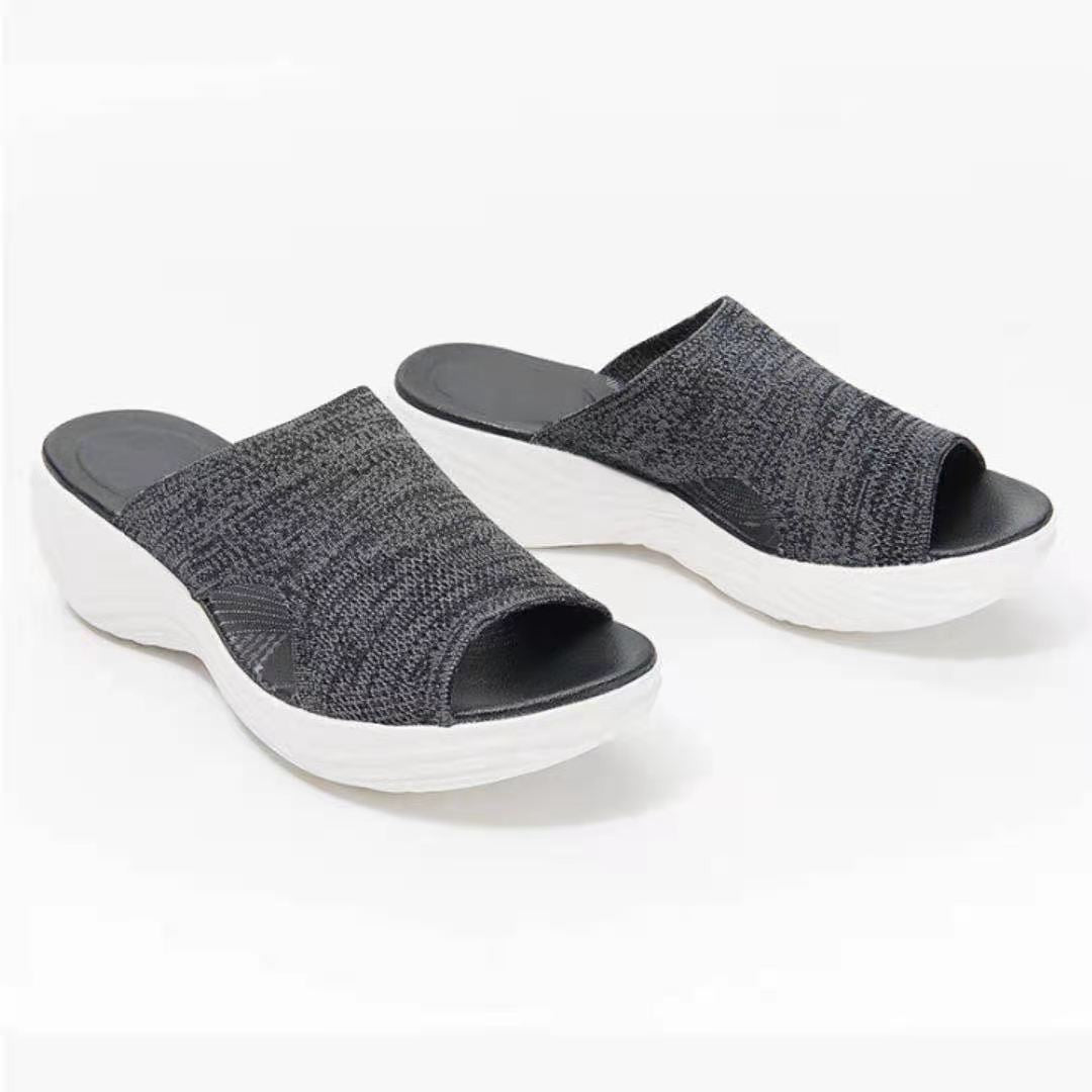 Women's Casual Fly Woven Upper Lightweight Platform Sandals And Slippers