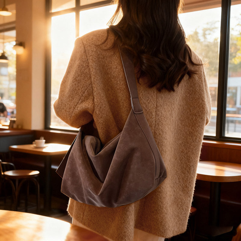 Womens Stylish Casual Minimalist High-Capacity Crossbody Bag