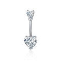 Sterling Silver Sexy Zirconia Heart Pendnt Belly Button Ring Belly Piercing for Women