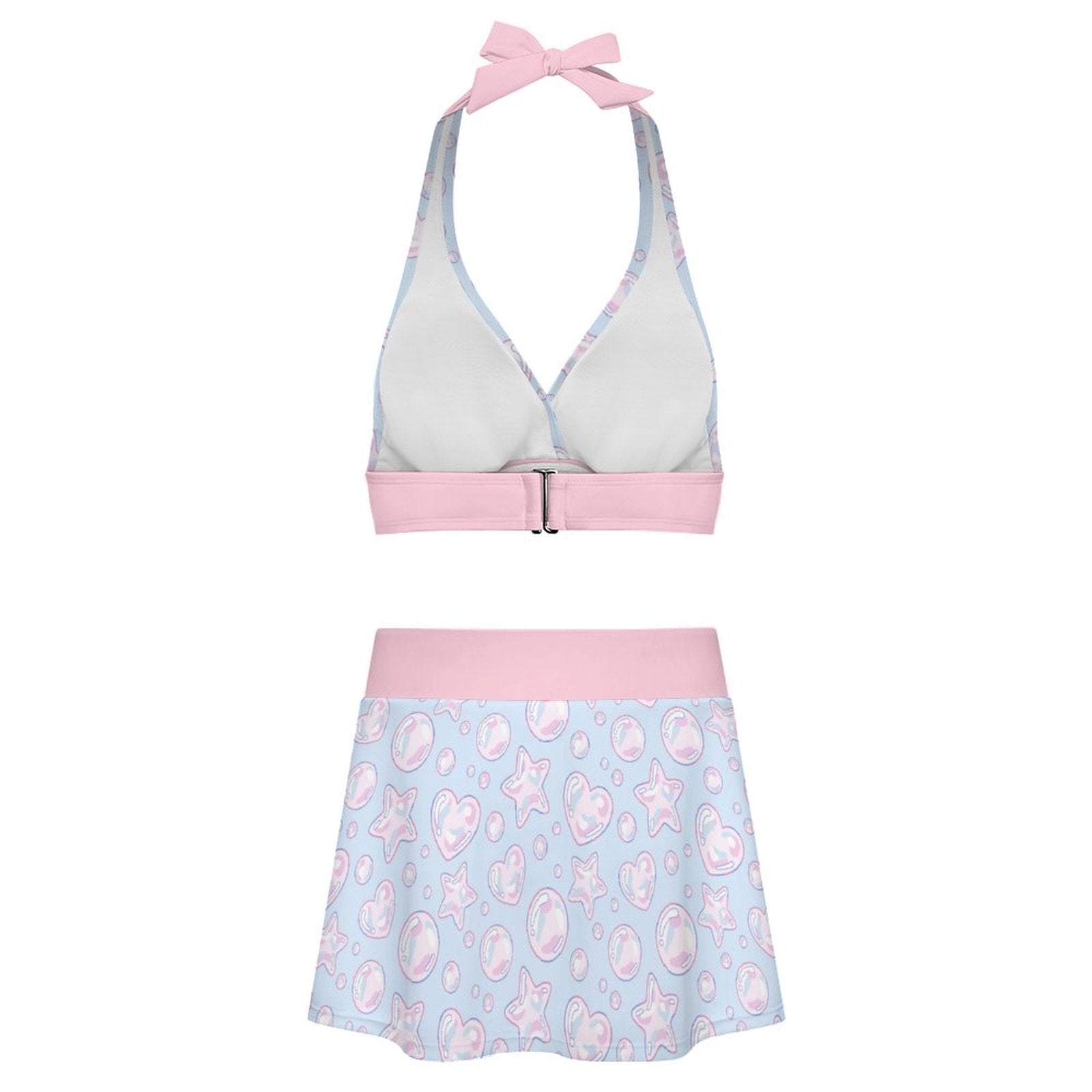 Kawaii Bubbles Halter Skirt Swimsuit Set