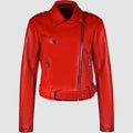 Lapel Short Belt Women's PU Simple Leather Jacket Motorcycle Jacket