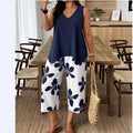 Women's Casual Elegant Printed Cropped Pants Set