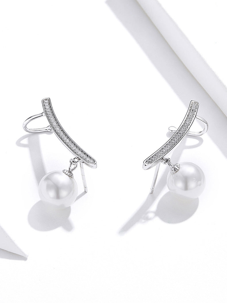 Fashion Women's S925 Silver Pearl Earrings
