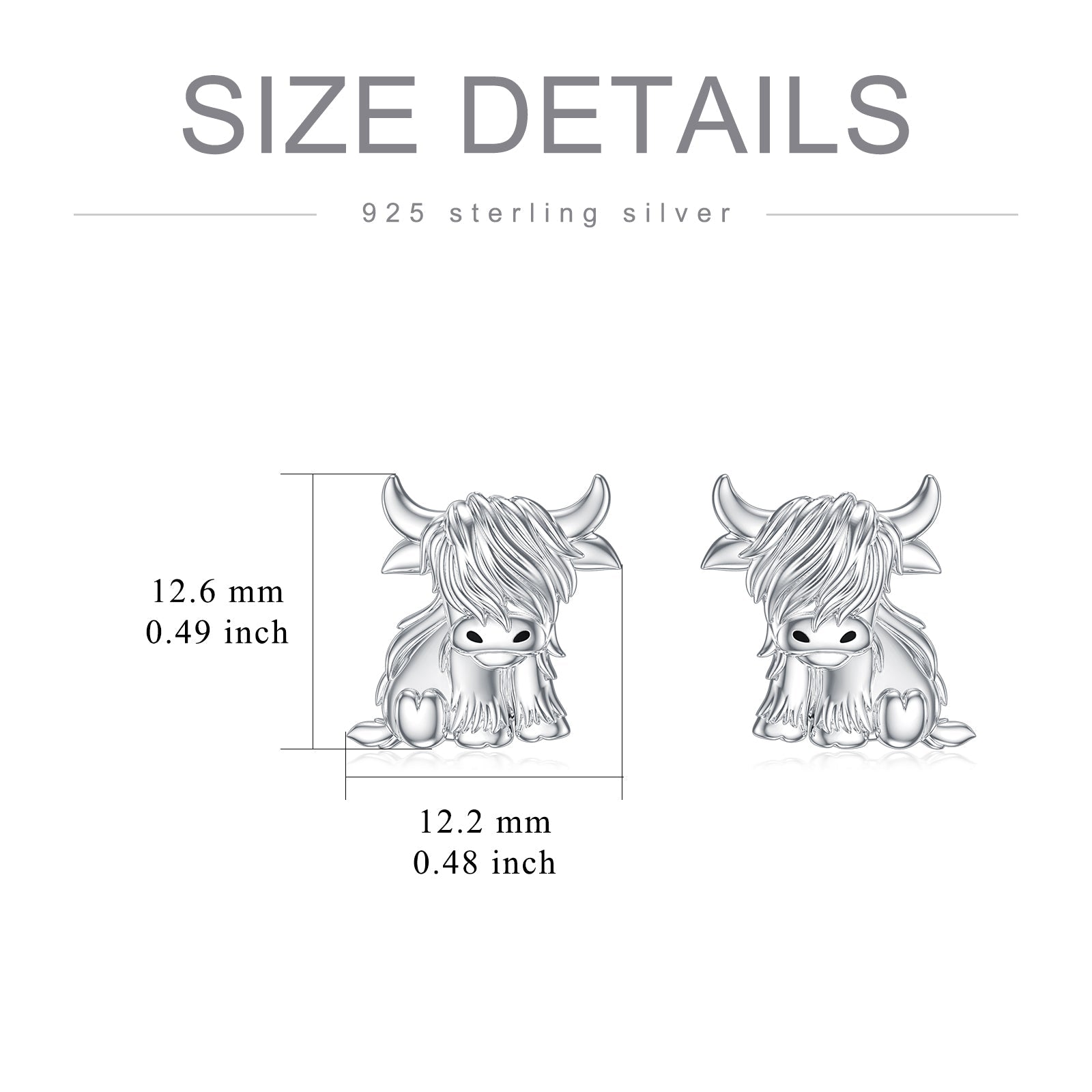 Highland Cow Earrings 925 Sterling Silver Cow Studs Earrings Highland Cow Jewelry Gifts