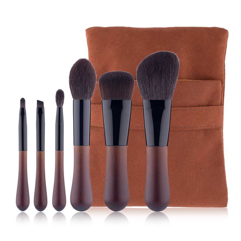 6-Piece Portable Animal Hair Makeup Brush Set