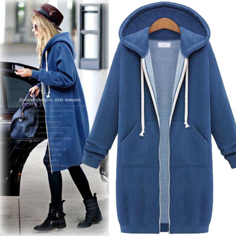 Hooded Long-sleeved Winter Sweater Women's Jacket In A Long Thick Shirt