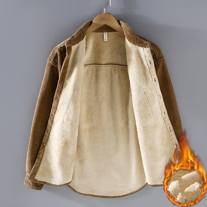 Men's Fleece Lined Padded Warm Keeping Casual Coat Shirt