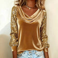Elegant Velvet Long Sleeve Shirts For Women Autumn Winter Solid Color Loose Women Blouses Fashion Pullover Tops Party Clothes