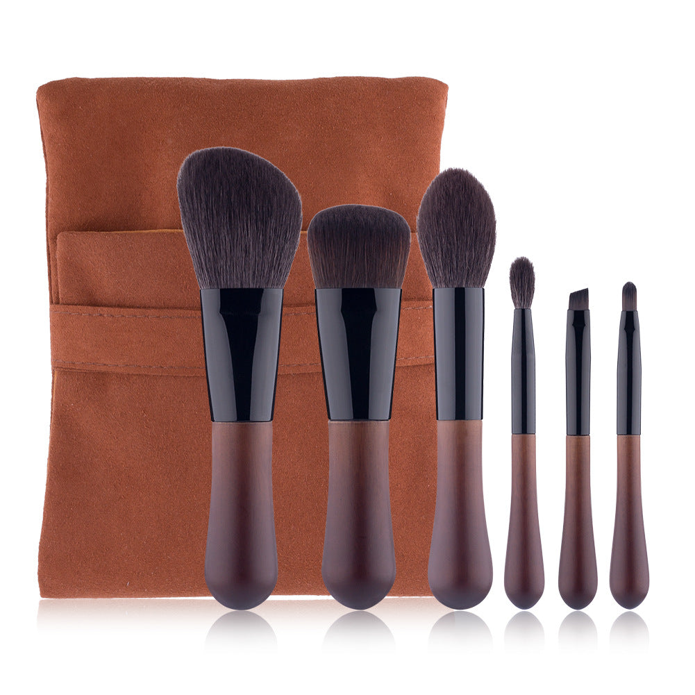 6-Piece Portable Animal Hair Makeup Brush Set