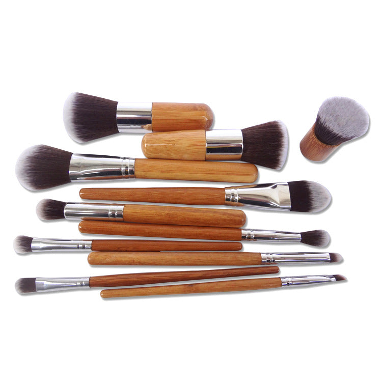 11-Piece Wooden Color Makeup Brush Set